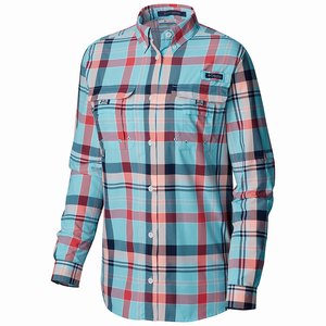 Columbia PFG Super Bahama™ Långärmad Tröja Dam Blå/Röda (LIBQJ9762)